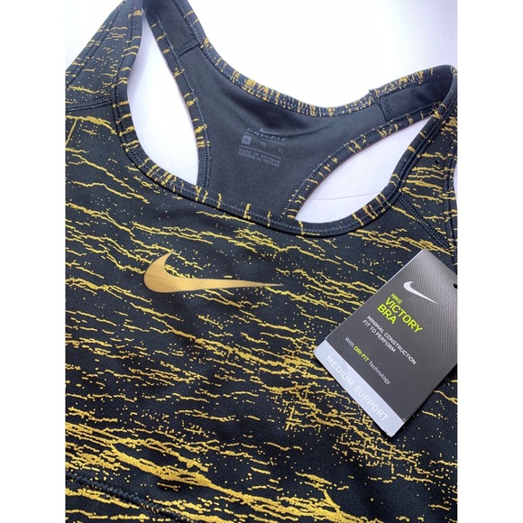 Nike Victory Medium Support Sports Bra XL Black Gold Marble Dri-FIT NWT - Picture 4 of 8